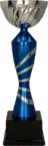 Metalowy puchar srebrno niebieski 7223 - trofeum sportowe
