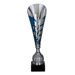 Srebrno-niebieski puchar plastikowy 7261