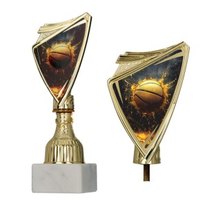 Złoty puchar 9297/BAS2 crest z nadrukiem - trofeum koszykówka