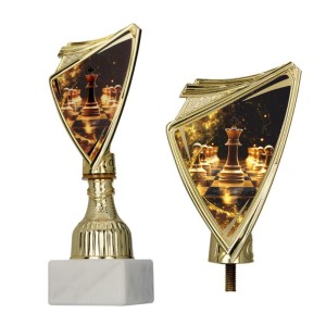 Złoty puchar 9297/CHE2 crest z nadrukiem - trofeum szachy