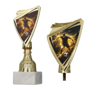 Złoty puchar 9297/SOC5 crest z nadrukiem  - trofeum piłka nożna