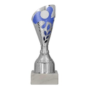 Plastikowy puchar srebrno-niebieski 9316 - trofeum okolicznościowe 
