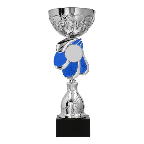 Metalowy srebrno- niebieski puchar 9322 - trofeum okolicznościowe
