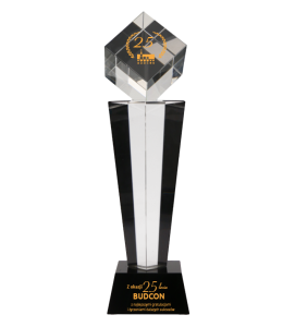 Grawerowana szklana nagroda na jubileusz C004