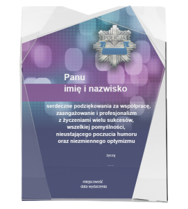 Statuetka szklana C072 z  nadrukiem - trofeum dla policji 