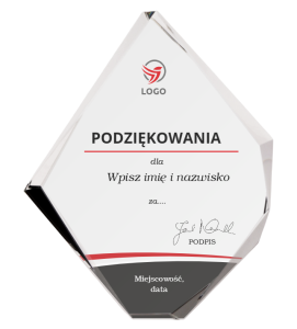 Statuetka szklana z nadrukiem C036 - podziękowanie urząd