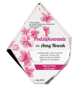 Szklane podziękowanie z kolorowym nadrukiem C036