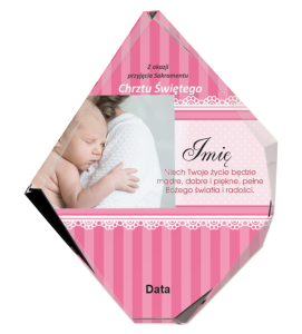 Szklana pamiątka chrztu C036 ze zdjęciem dziecka 