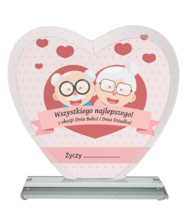 Szklane serce G031 na Dzień Babci i Dziadka w eleganckim etui