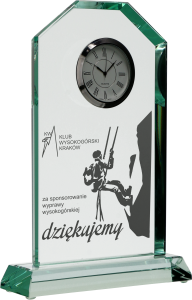 Szklana statuetka z zegarem G029