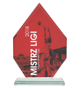 Szklana statuetka z nadrukiem rugby G018
