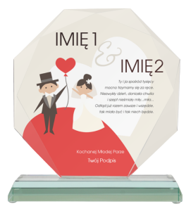 Statuetka szklana serce G020 - prezent na ślub