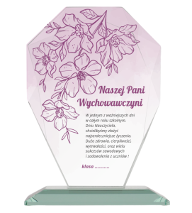 Szklany prezent dla wychowawczyni G007 - statuetka na zakończenie roku 