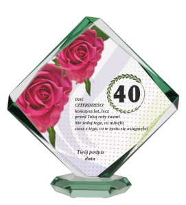Statuetka szklana na urodziny G022 - prezent urodzinowy z nadrukiem 
