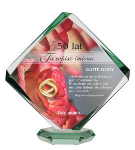 Trofeum szklane złote gody G022