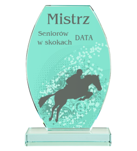 Statuetka szklana z nadrukiem G043 - trofeum skoki przez przeszkody 