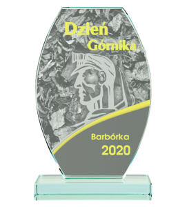 Nowoczesna statuetka szklana G043 - trofeum Barbórka