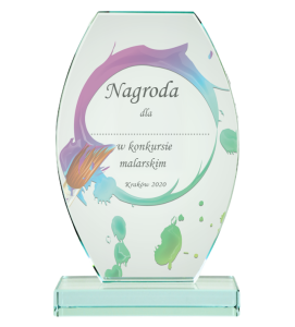 Nowoczesna statuetka szklana G043 - trofeum malarstwo