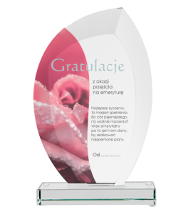 Wyjątkowa statuetka szklana dla emeryta G010  w eleganckim etui