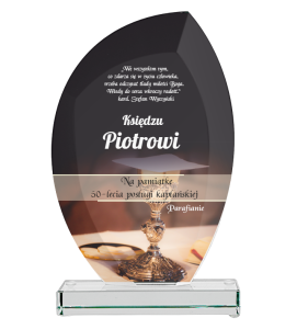 Szklane podziękowanie dla księdza G010 - prezent dla księdza