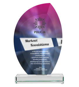 Szklana nagroda dla policjanta G010 - statuetka policja 
